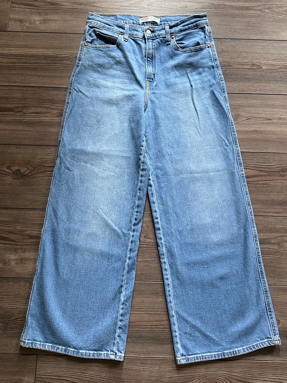 Signature Levi Strauss Heritage Wide Leg High Rise Jeans Light Wash Stretch - Picture 2 of 8
